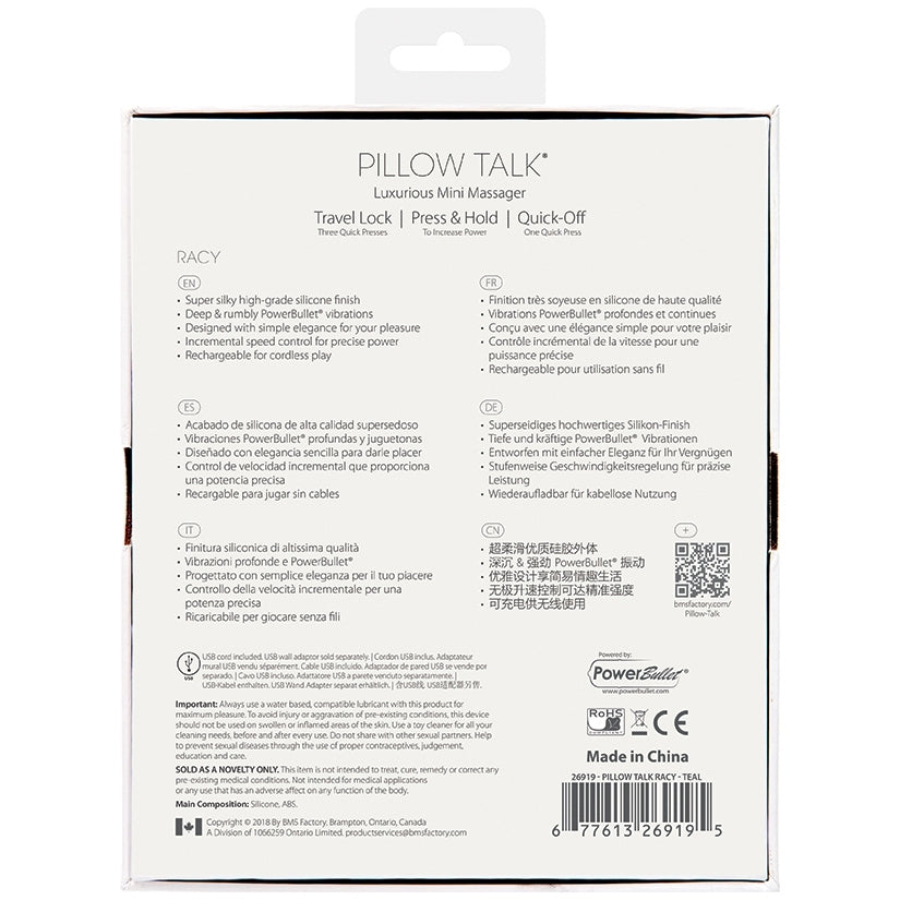 Pillow Talk Racy Mini Massager-Teal 5 - Image 3