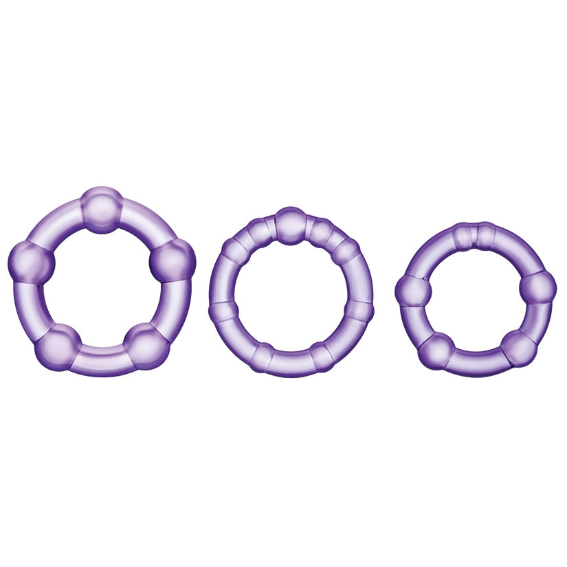 Stay Hard Beaded Cockrings-Purple 3Pk - Image 2