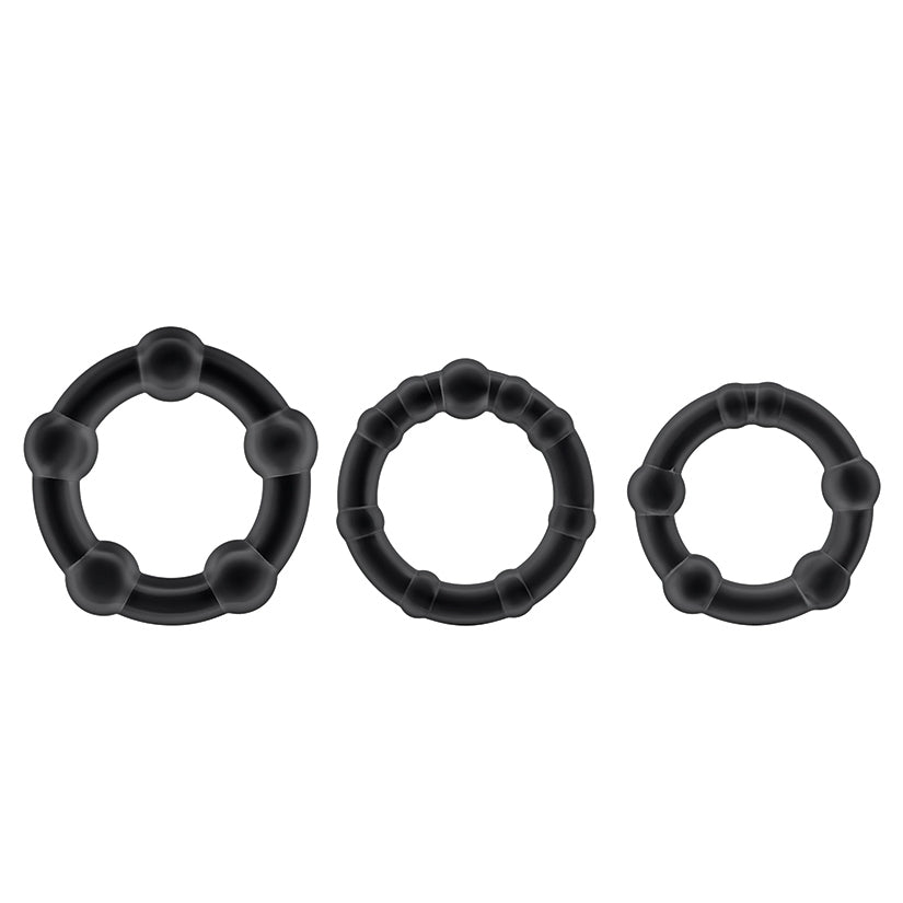 Stay Hard Beaded Cockrings-Black 3Pk - Image 2
