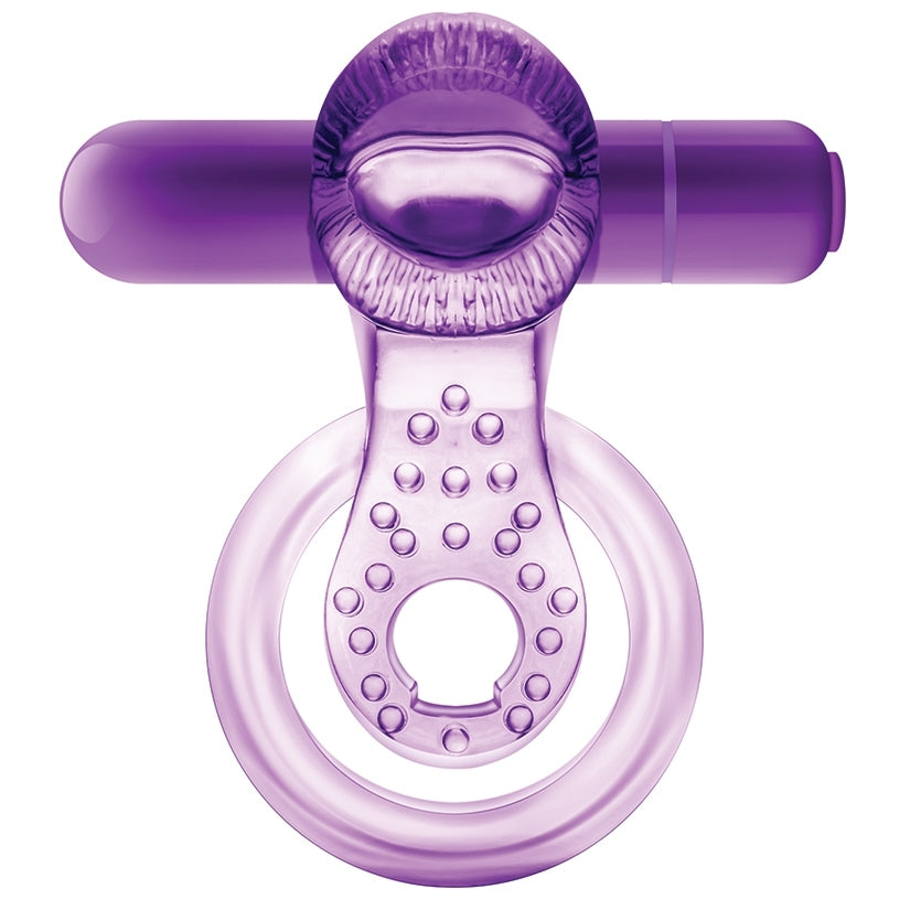 Play With Me Lick It Double Strap Cockring-Purple - Image 2