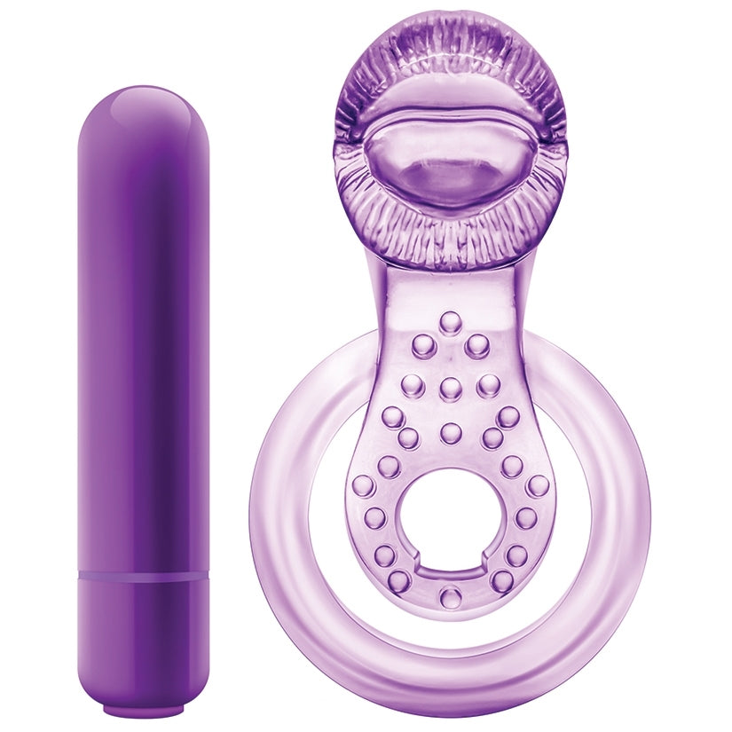 Play With Me Lick It Double Strap Cockring-Purple - Image 3