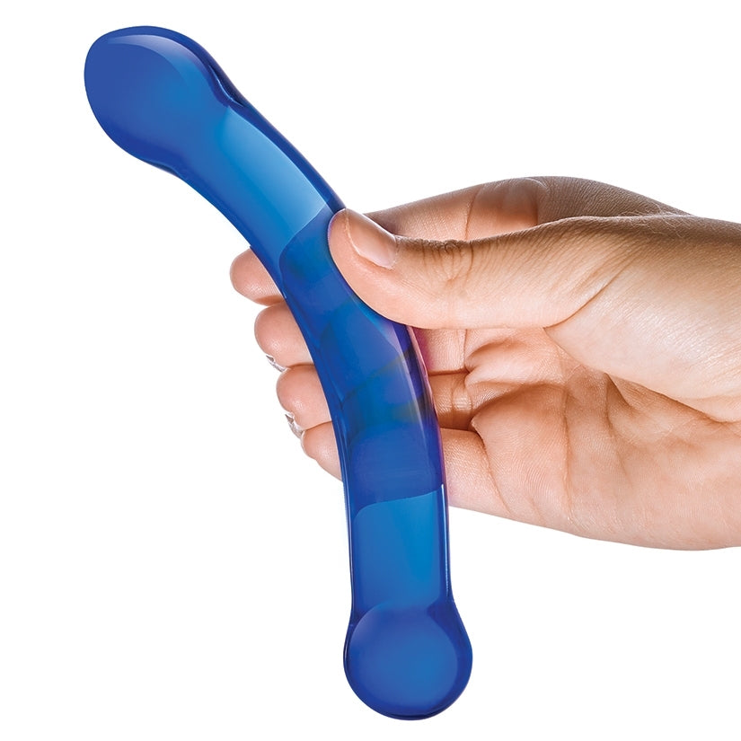 Glas 6" Curved G-spot Dildo-Blue - Image 3