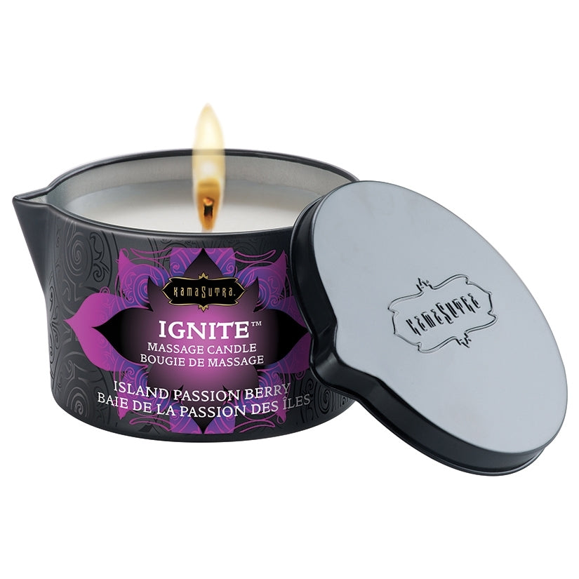 Kama Sutra Ignite Massage Candle-Island Passion Berry 6oz - Image 2