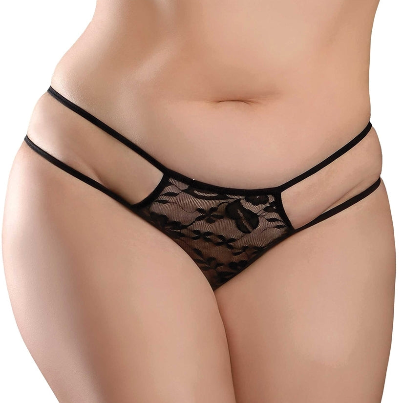 Hookup Panties Crotchless Pleasure Pearls-Black XL-XXL - Image 2