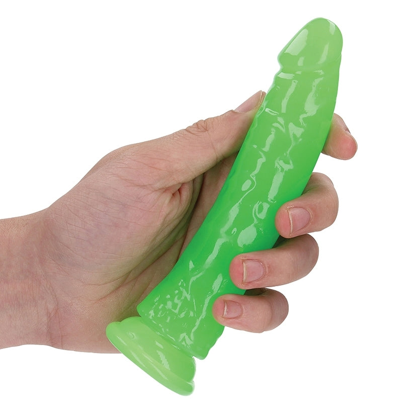 RealRock Slim Glow in the Dark Dildo-Green 6 - Image 3