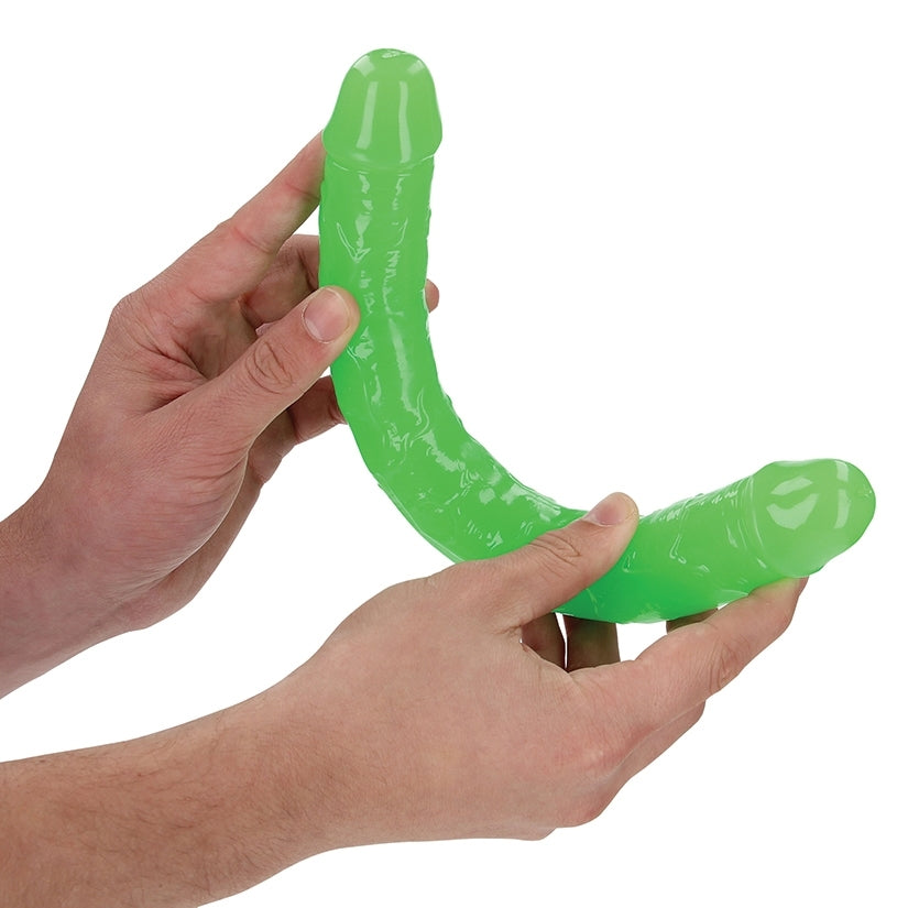 RealRock Glow in the Dark Double Dildo-Green 12 - Image 3