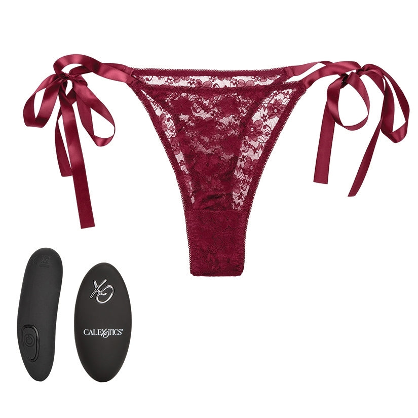 Remote Control Lace Thong Set-Burgundy - Image 2