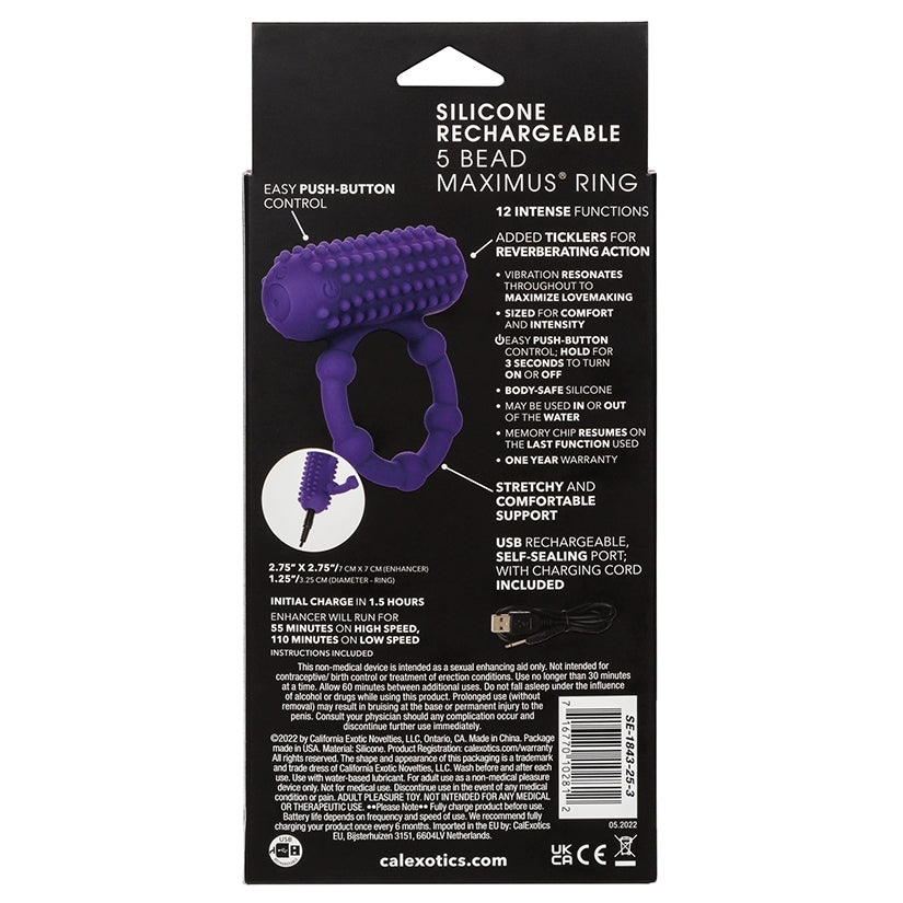 Silicone Rechargeable 5 Bead Maximus Ring - Image 4