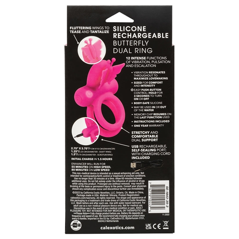 Silicone Rechargeable Butterfly Dual Ring - Image 4