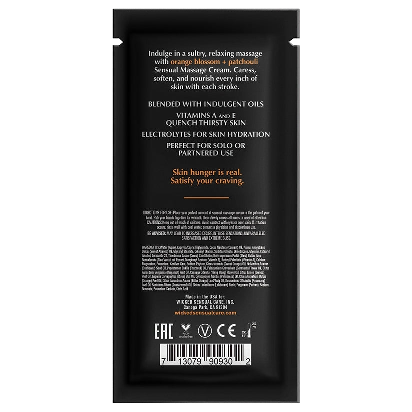 Wicked Sensual Massage Cream-Orange Blossom + Patchouli Scented 10ml - Image 2