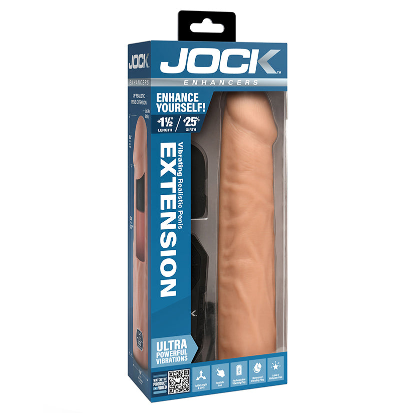 JOCK Enhancers Vibrating Realistic Penis Extension-Light 1.5"