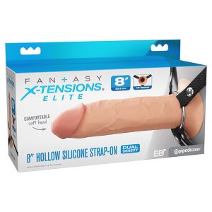 Fantasy X-Tensions Elite Silicone Hollow Strap On-Light 8"
