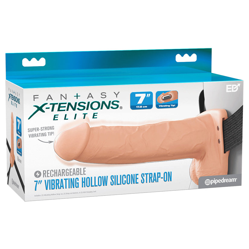 Fantasy X-Tensions Elite Vibrating Hollow Strap-On Dual Density-Light 7"