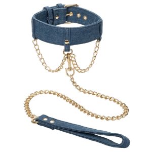 Ride ‘Em Premium Denim Collection Collar With Leash