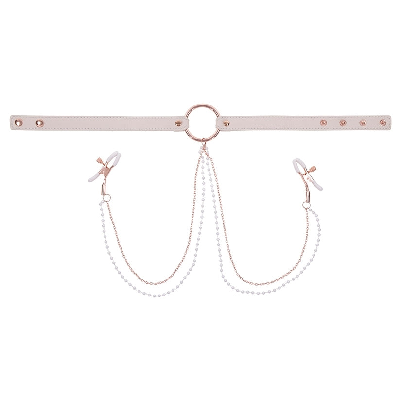S&M Peaches Ôn CreaMe Collar with Nipple Clamps - Image 2