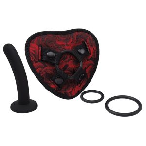 Secret Kisses Rosegasm Heart Shape Strap On Harness with 5