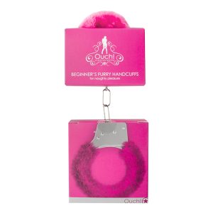 Ouch! Beginner's Furry Handcuffs With Quick-Release Pink