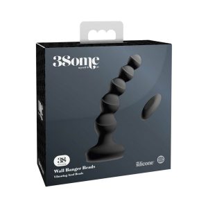 3Some Wall Banger Vibrating Anal Beads With Suction Cup Black