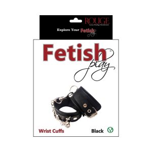 Rouge Fetish Play Vegan Wrist Cuffs Black
