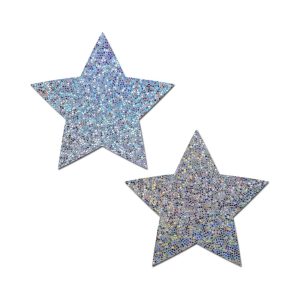 Pastease Everyday Reusable Glittering Silver Star Nipple Pasties
